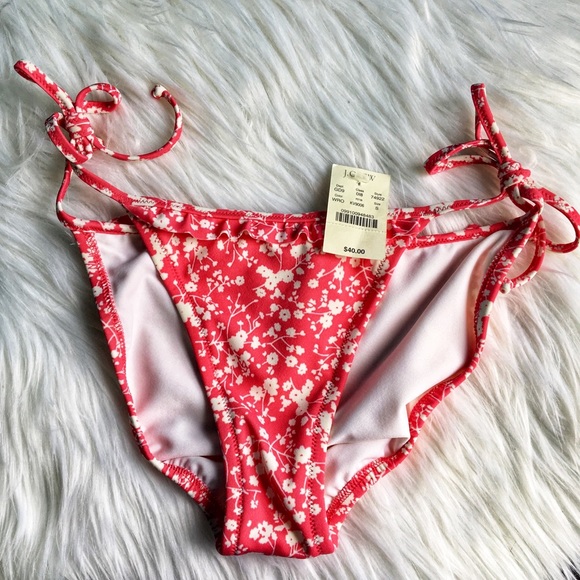J. Crew Other - NWT J Crew bikini bottom pink white ruffle S